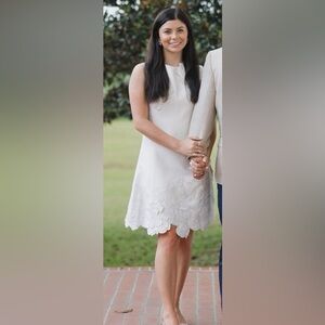 Chloe Floral-Appliquéd crepe mini dress by Leo Lin